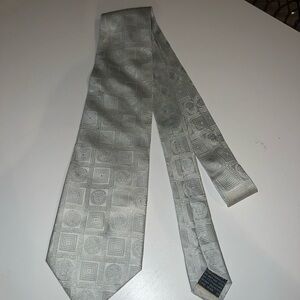 Gianni Versace Gray/Tan Silk Medusa Head Micro Check Vintage Made in Italy Tie